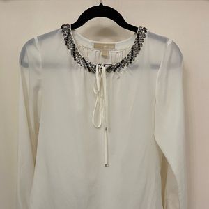 Michael KORS long sleeve blouse with jewelled collar